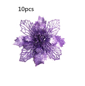 Glitter Artifical Christmas Flowers Christmas Tree Decorations For Home Fake Flowers Xmas Ornaments New Year Decor