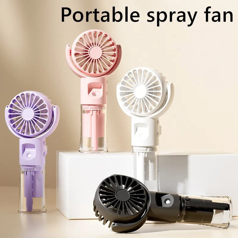 Portable Handheld Spray Fan 4-Speed Water Spray Mist Fan Summer Cooling Artifact USB Charging Summer Supplies Outdoor Mini Fan