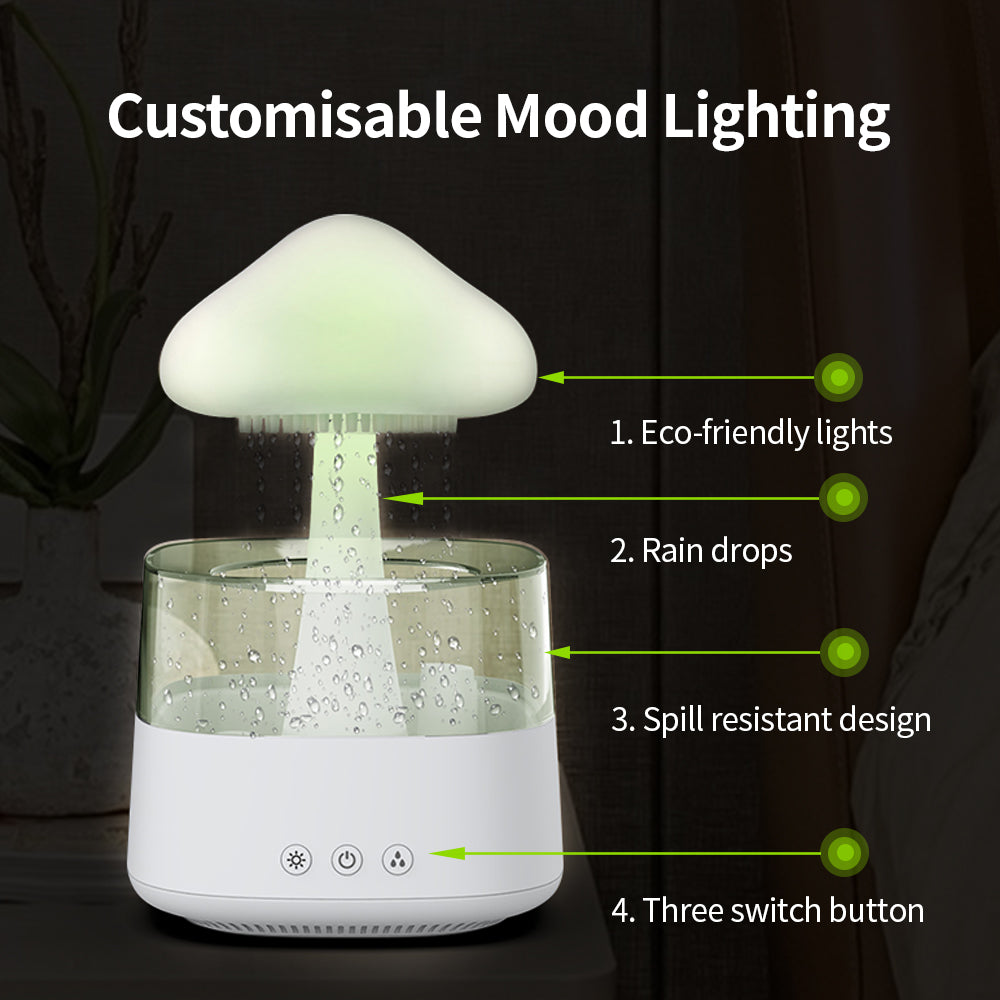 Factory Wholesale New Rain Cloud USB Humidifier Water Drip Mushroom Rain Cloud Diffuser Water Drop Sound Aroma Lamp For Household