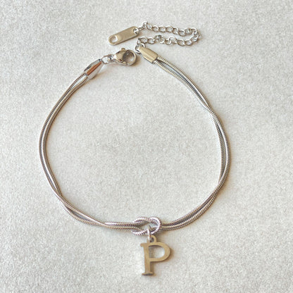 Nya bokstaven AZ kärleksknut armband för kvinnor par guldfärg läcker ormkedja berlockarmband rostfritt stål smycken present alla hjärtans dag presenter
