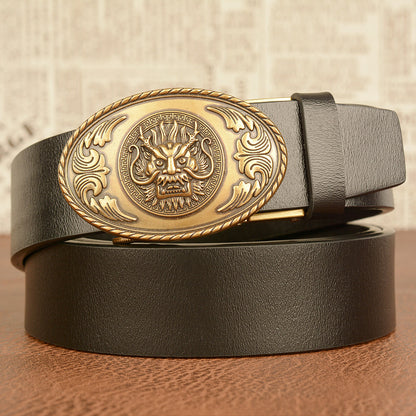 Ceinture de personnalité homme véritable peau de vache Style ethnique robinet automatique