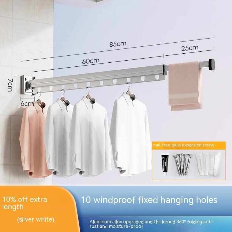 Suction Cup Folding Clothes Hanger Indoor Home Balcony Aluminum Retractable Drying Rack No Punching Folding Clothes Hanger