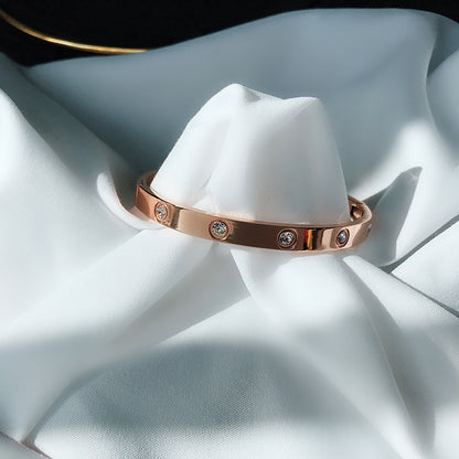 Armband i roséguld med titanstål, damhandsmycken, nät, rött