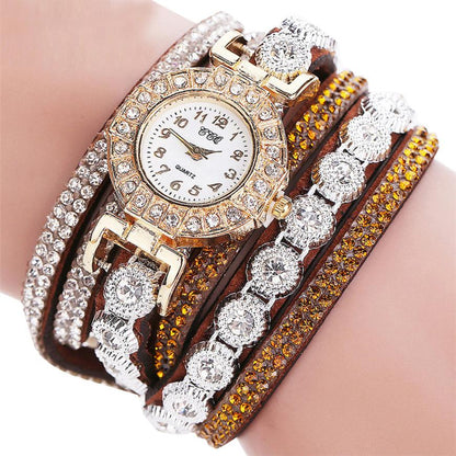 Relogio masculino Kvinnor Kvarts Kvinnor PU Läder Rhinestone Watch Armband Watches