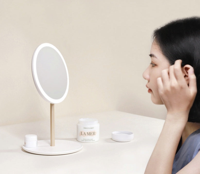 Miroir de maquillage pliable à LED