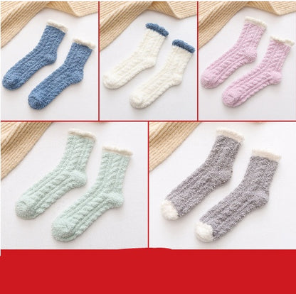 Chaussettes thermiques moelleuses pour femmes, chaussettes chaudes d'automne et d'hiver