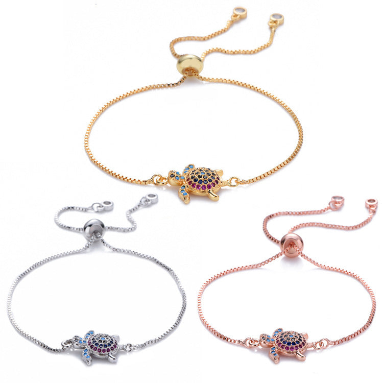 Sköldpaddor Armband Justerbart Glänsande Strass Glittrande Geometriskt Dam Flickor Havssköldpadda Armband Fina Smycken För Dejting