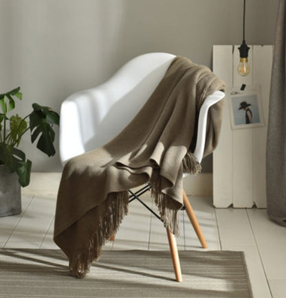 Sunday Cozy Fringed Knitted Blanket