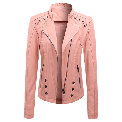 New Spring And Autumn New Leather PU Leather Jacket Women's Short