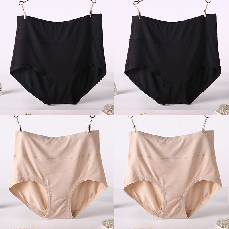 Women Underwear Soft Viscose Solid Color High Waist Panties 4pcs A Lot