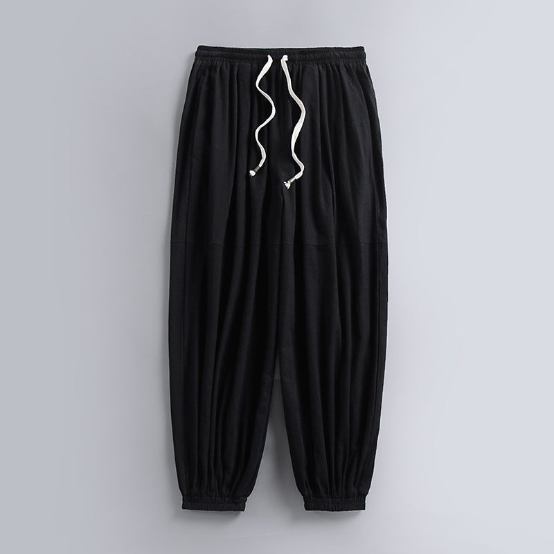 Ankle Banded Slacks Thin Breathable Cotton And Linen