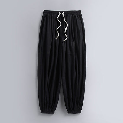 Ankle Banded Slacks Thin Breathable Cotton And Linen