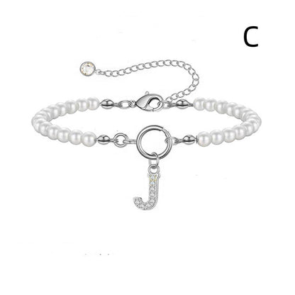 2024 Nytt Mode Toggle Lock Initial Armband Kvinnor AZ Bokstav Hänge 6mm Pärlarmband För Kvinnor Smycken Gåva
