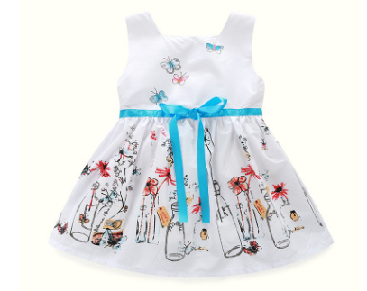 Petite fille jupe papillon fleurie blanche robe bébé princesse