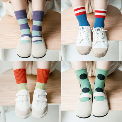 Embroidered striped baby socks cute animal baby cotton socks