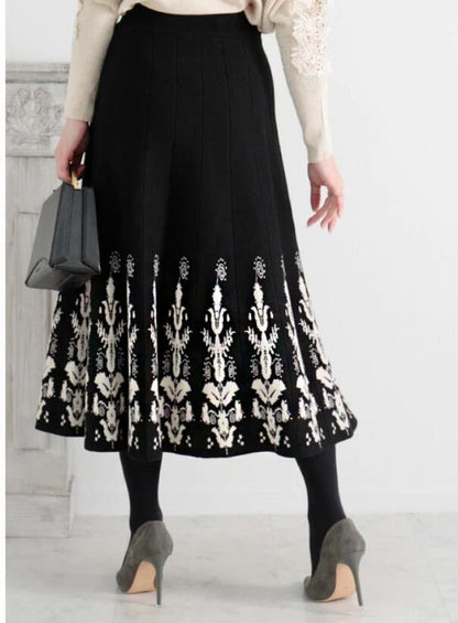 Jacquard Slim Knit A-Line Temperament Long Dress