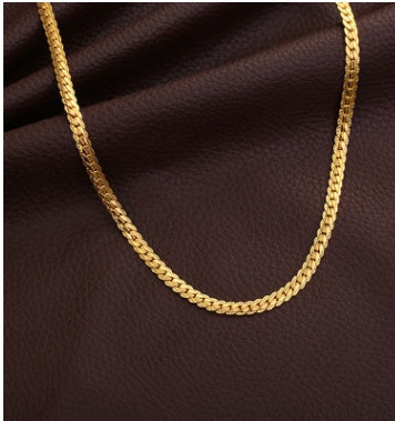 Män Halsband Gold Tone Snake Chain