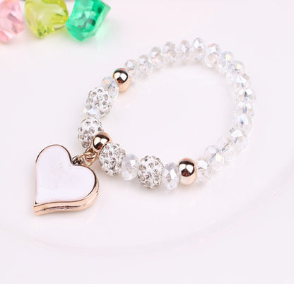 Bracelet en cristal élastique et bracelets coeur