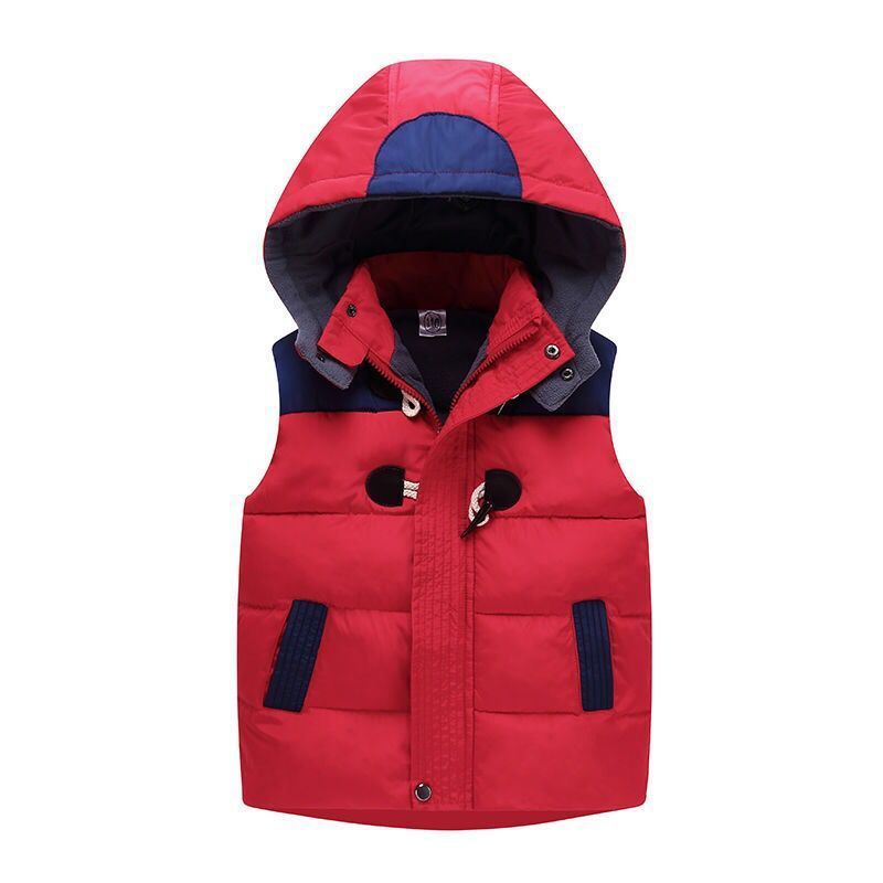 Boys And Girls Baby Plus Velvet Padded Hooded Vest Kindergarten Uniforms