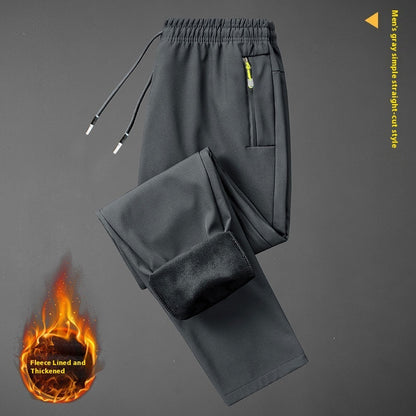Fleece-lined Waterproof And Windproof Thick Cold-proof Soft Shell Climbing Pants