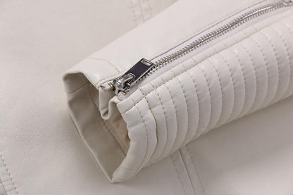 VESTE CHAUDE EN SIMILI CUIR AVEC COL FOURRURE DÉTACHABLE