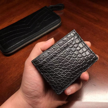 Portefeuille multi-cartes à la mode en cuir véritable motif crocodile pour hommes