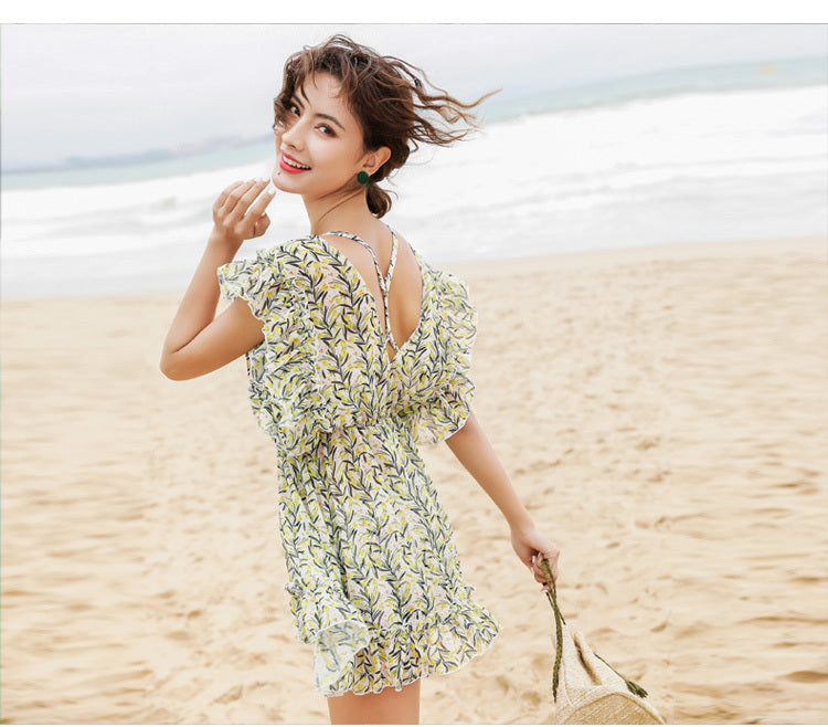 Chiffon blouse boxer hot spring bathing suit