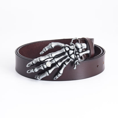 Men's Leather Belt Skull Big Head Claw Outdoor Rider - Rebellious Adventure