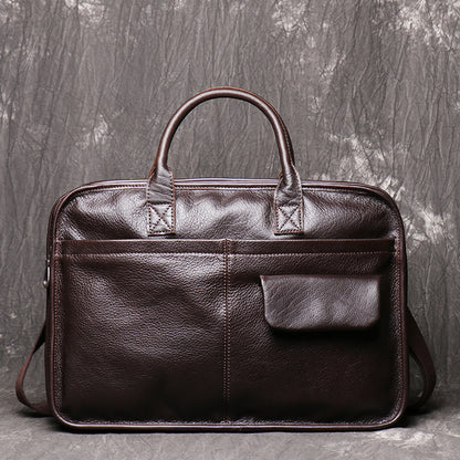 Men's Leather One Shoulder Crossbody Large Capacity Portable Briefcase