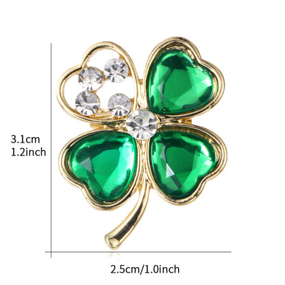 Four-leaf clover brooch, rhinestone brooch, alloy brooch