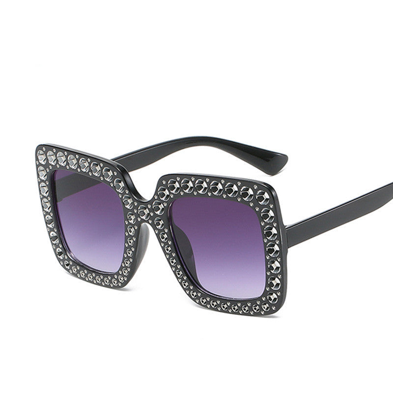 Large Square Frame With Rhinestones Sunglasses Personality Street Style Fashion Glasses Summer