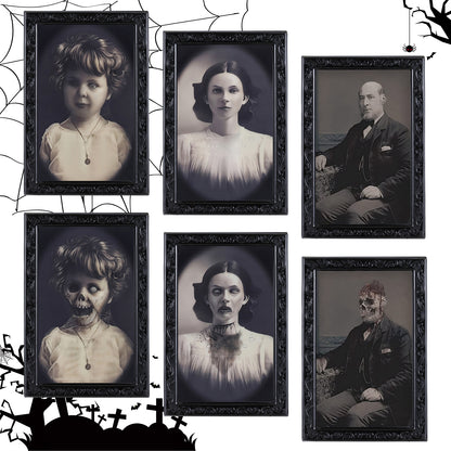Halloween Decoration 3D Changing Face Moving Picture Frame Portrait Horror For Horror Party Decors Home Decorations