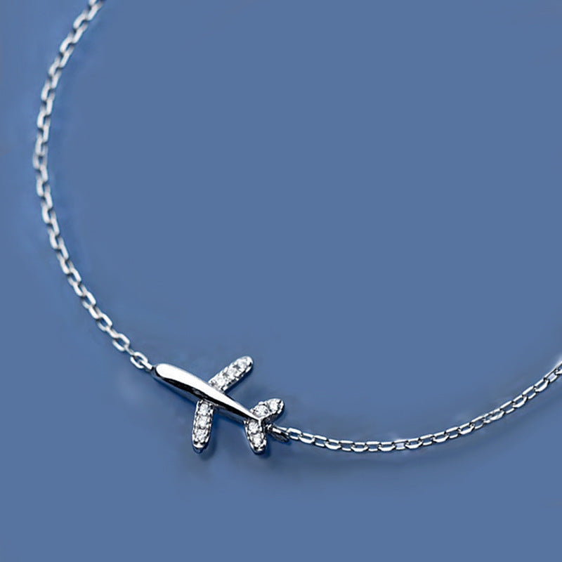 Flygplansarmband Damarmband i 925 Silver med Diamanter