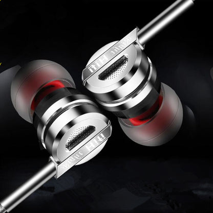 New double moving coil HIFI sound metal earphone, double horn, heavy bass, mobile phone earplug, factory direct sales