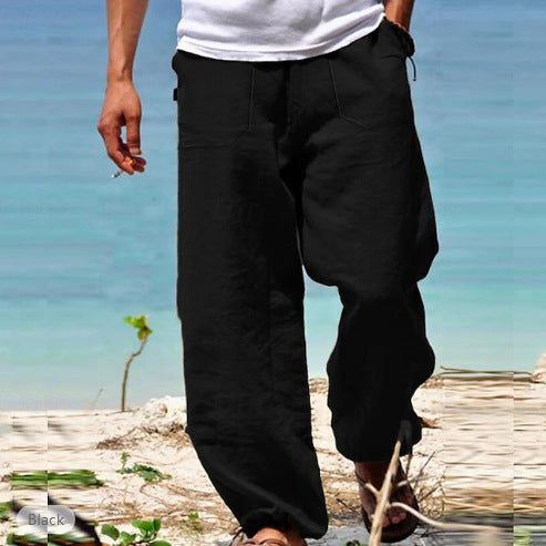 Men's Trousers Summer Drawstring Elastic Waist Beach Pants