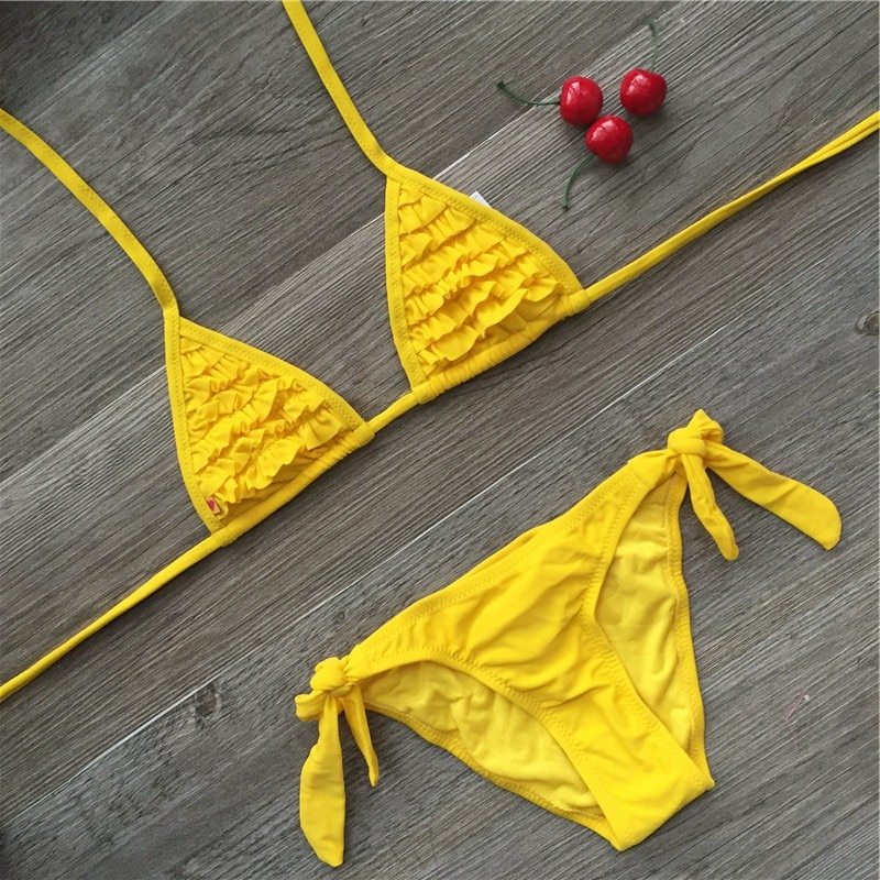 Multiple flounces bikini bathing suit for girls children