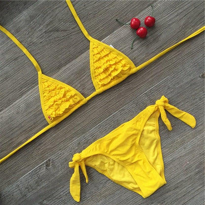 Multiple flounces bikini bathing suit for girls children