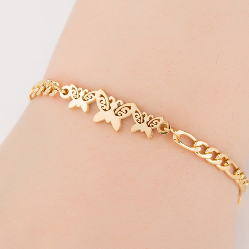 Guldfärgade Charms Armband Femme Rostfritt Stål Dam Smycken Tur Origami Elefantarmband Vänskapsgåvor