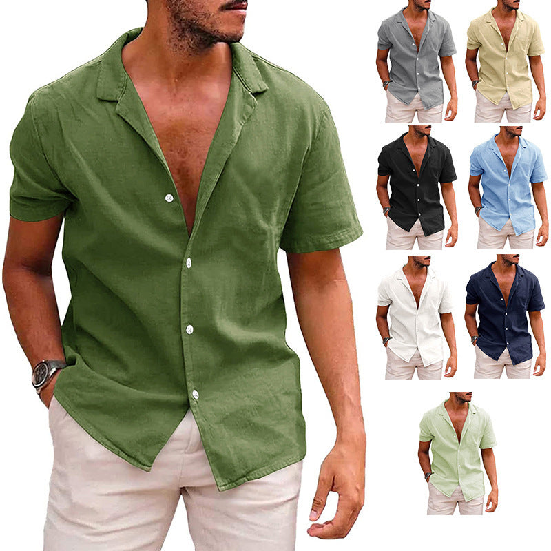 Hauts pour hommes chemise boutonnée décontractée à manches courtes chemise de plage été