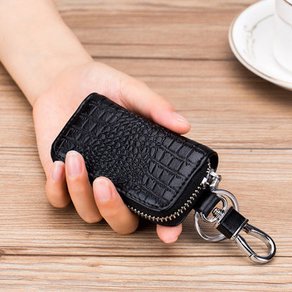 Leather Zipper Car Key Case