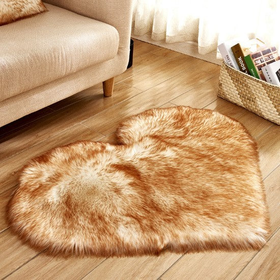 Pure Color Heart-Shaped Woolen Carpet Floor Mat Mattress Blanket Sofa Cushion Plush Living Room Tea Table Sofa Bedroom Carpet