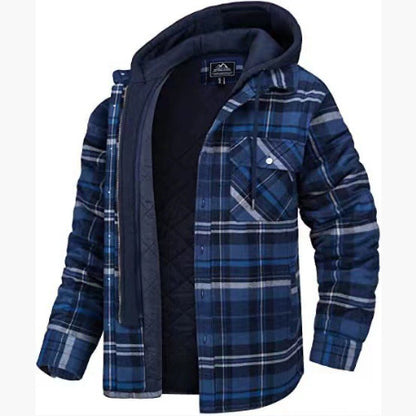 Thickened Cotton Padded Plaid Long Sleeve Loose Hooded Jacket