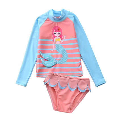 Children's Swimsuit Female Sun Protection Girls' Two-piece Swimsuit