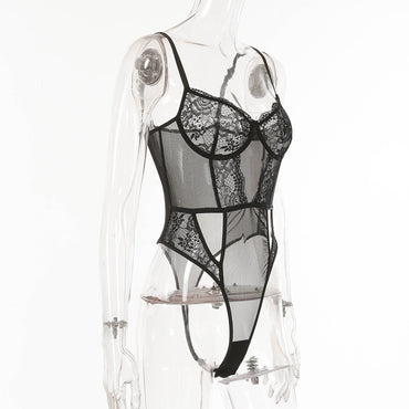 Women's Sexy Lingerie With Steel Ring Lace Bracing Bodysuit