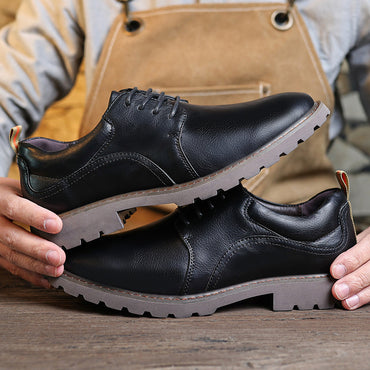 New Men's Leather Shoes Advanced Sense Retro Casual Shoes