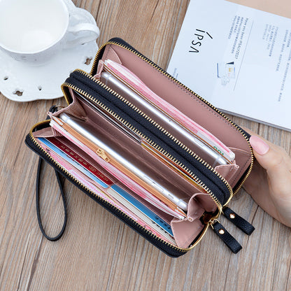 Nouveau Portefeuille femme longue Double fermeture éclair pochette