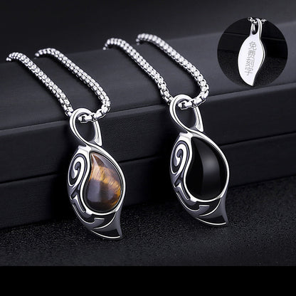 Enkel personlighet Tiger Eye Stone herrhalsband