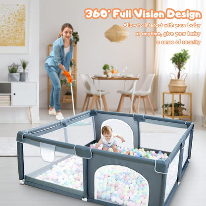 Parc de jeu pour bébés et tout-petits, cour de jeu pour bébé avec porte pour espace limité, clôture pour bébé 47x47x26 avec maille respirante, centre d'activités de sécurité intérieure et extérieure