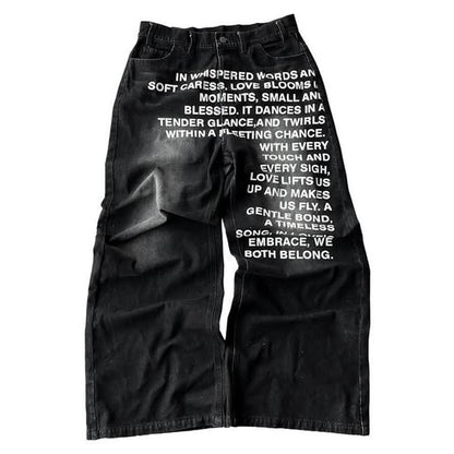 Men's Retro Letter Printed Minimalist Wide Leg Pants