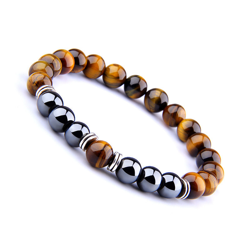 Explosion Style Yellow Tiger Eye Armband Fashion Simple Obsidian legering Separator Elastisk armband